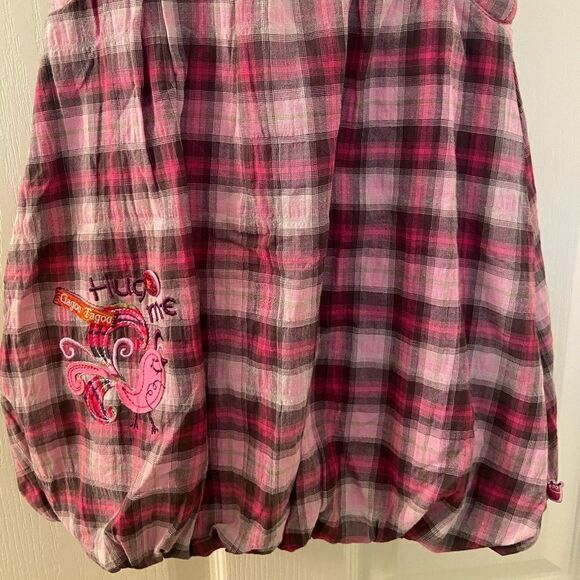 Gagou Tagou Bubble Hem Plaid Dress Pink Embroidered Girls Size 24 Months NWT - Picture 3 of 9